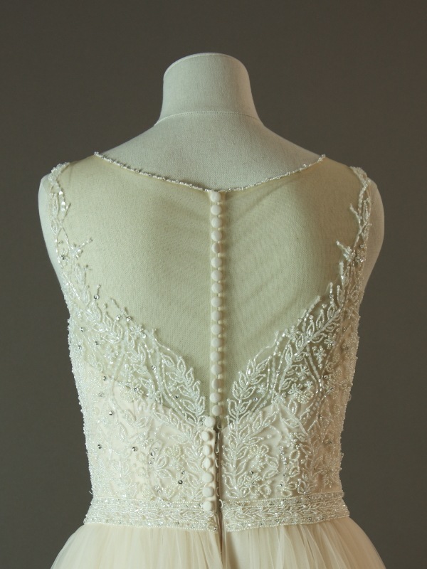 Ermine - Justin Alexander - La mariée à bicyclette - robe de mariée d'occasion - detail dos